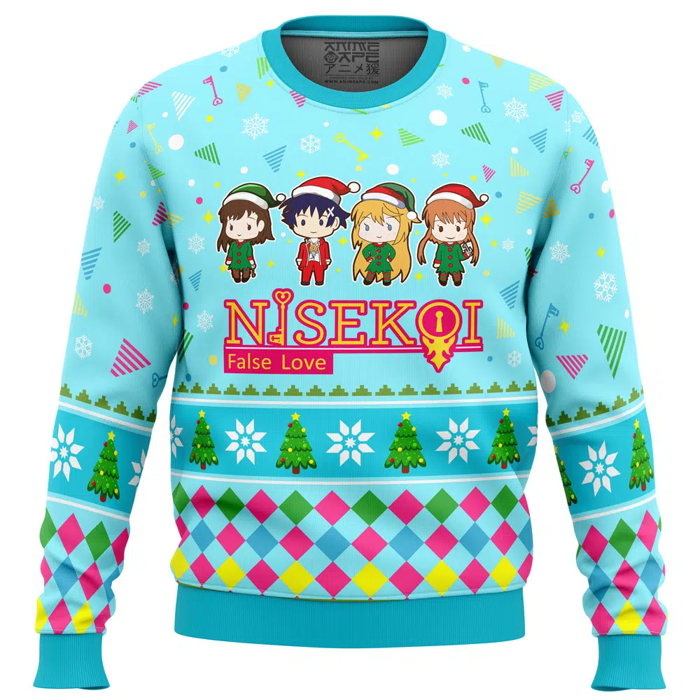 Buildercar - Raku And Friends Nisekoi False Love Ugly Christmas Sweater