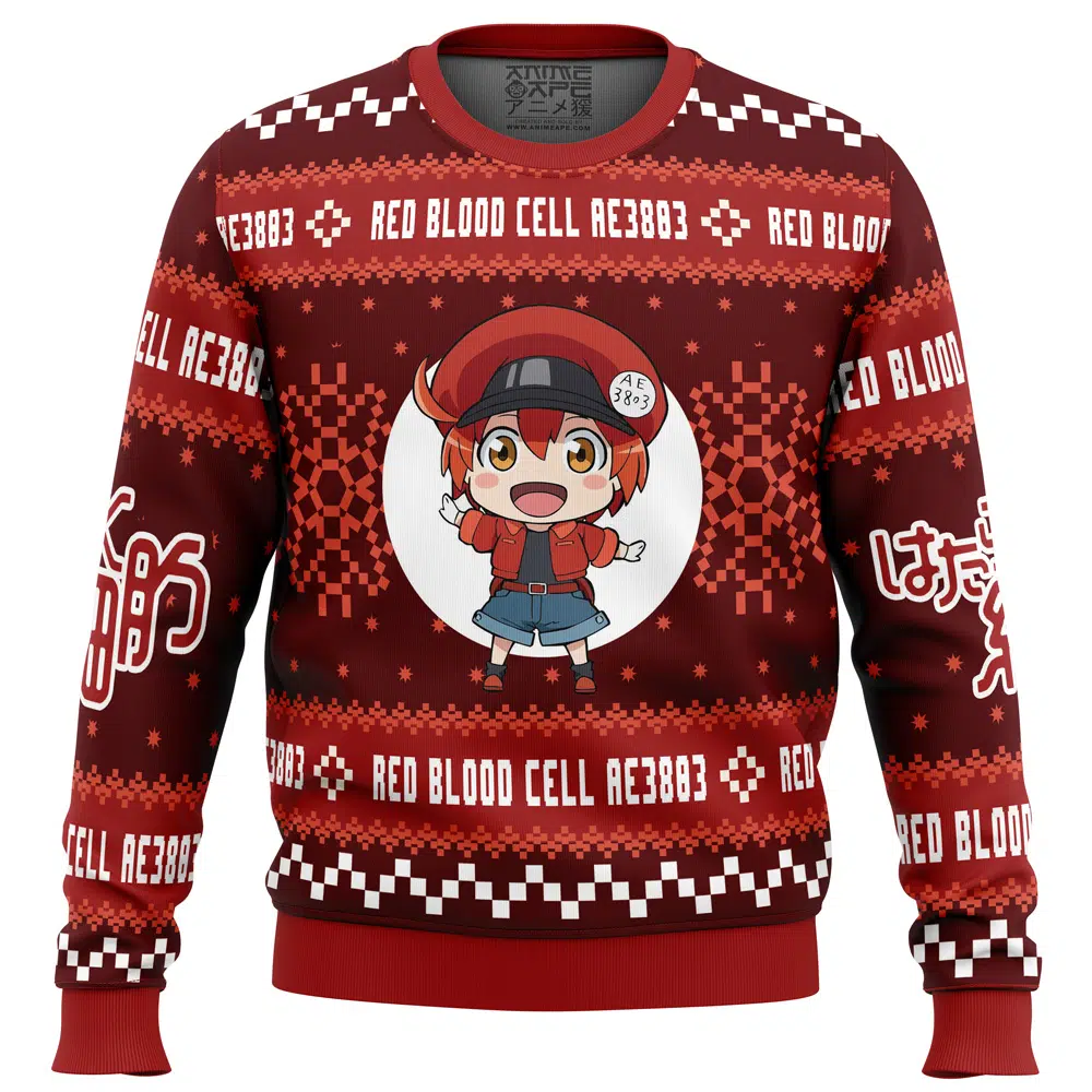 Buildercar - Red Blood Cell Cells at Work Ugly Christmas Sweater