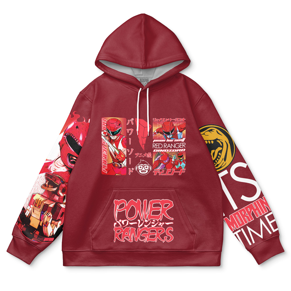 Buildercar - Red Ranger Mighty Morphin Power Rangers Streetwear Hoodie - Image 2