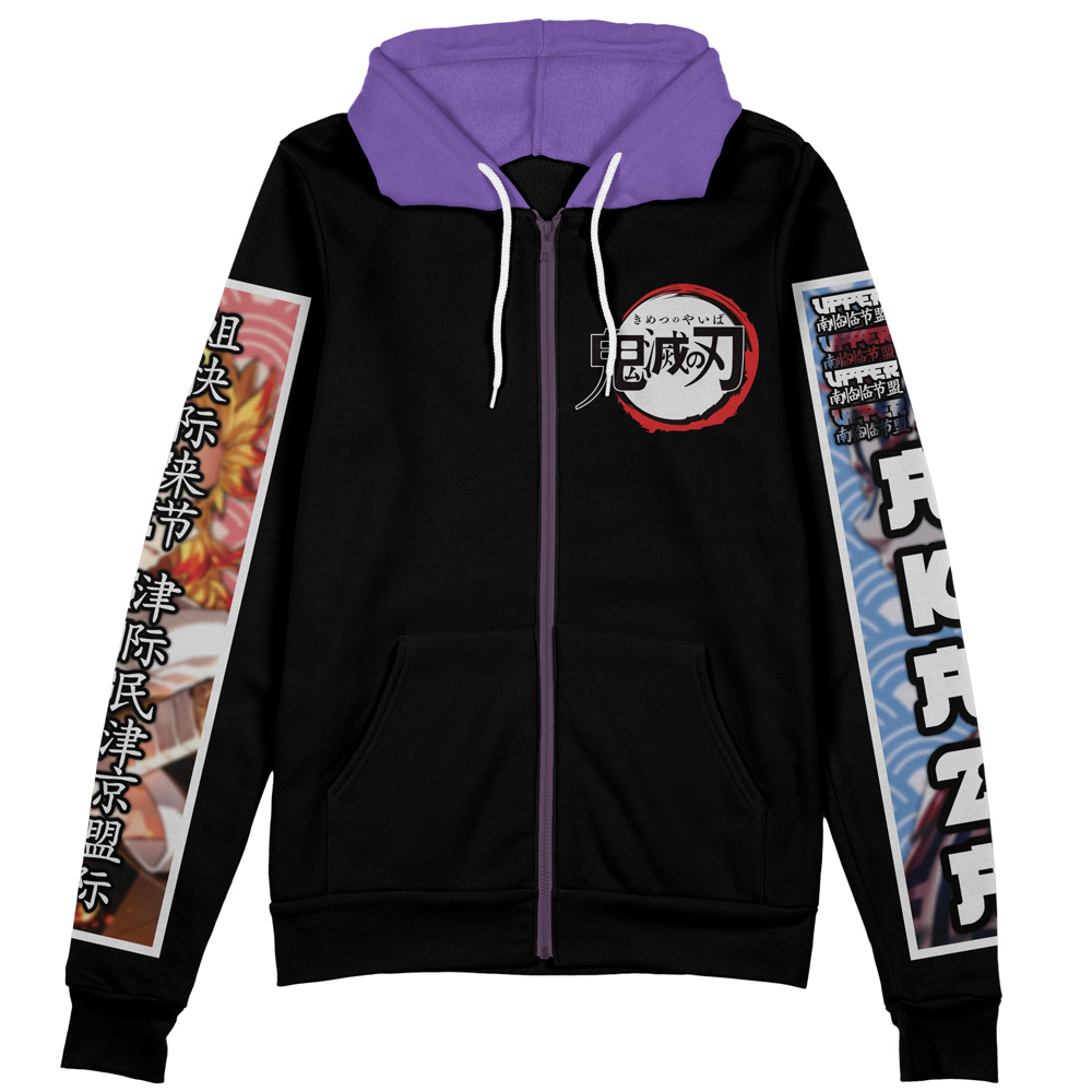 Buildercar - Rengoku vs Akaza Demon Slayer Streetwear Zip Hoodie Jacket - Image 2
