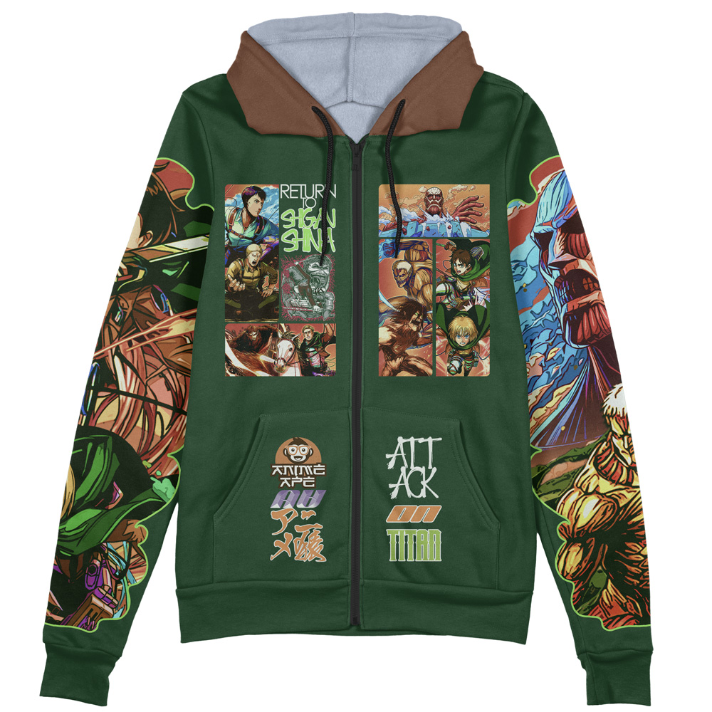 Buildercar - Return to Shiganshina Attack on Titan Streetwear Zip Hoodie Jacket - Image 2