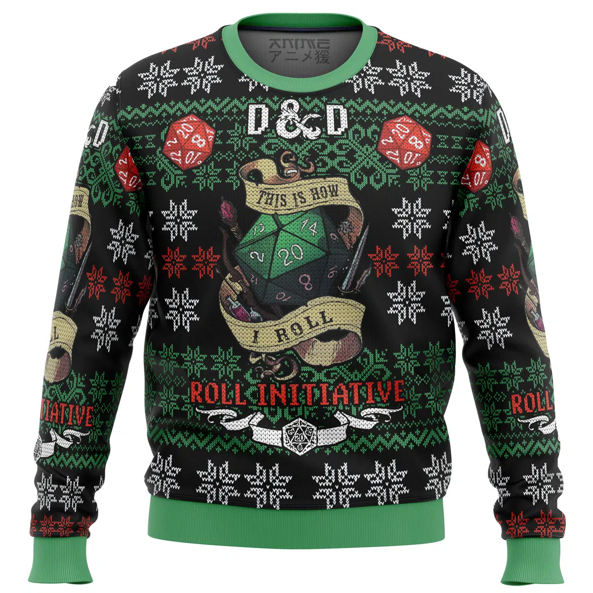 Buildercar - Roll Initiative Dungeons & Dragons Ugly Christmas Sweater