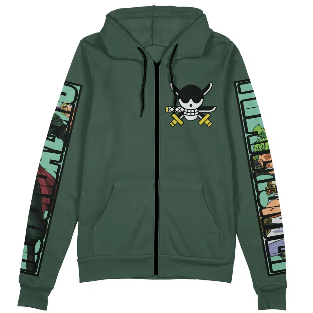 Buildercar - Roronoa Zoro One Piece Streetwear Zip Hoodie Jacket - Image 2
