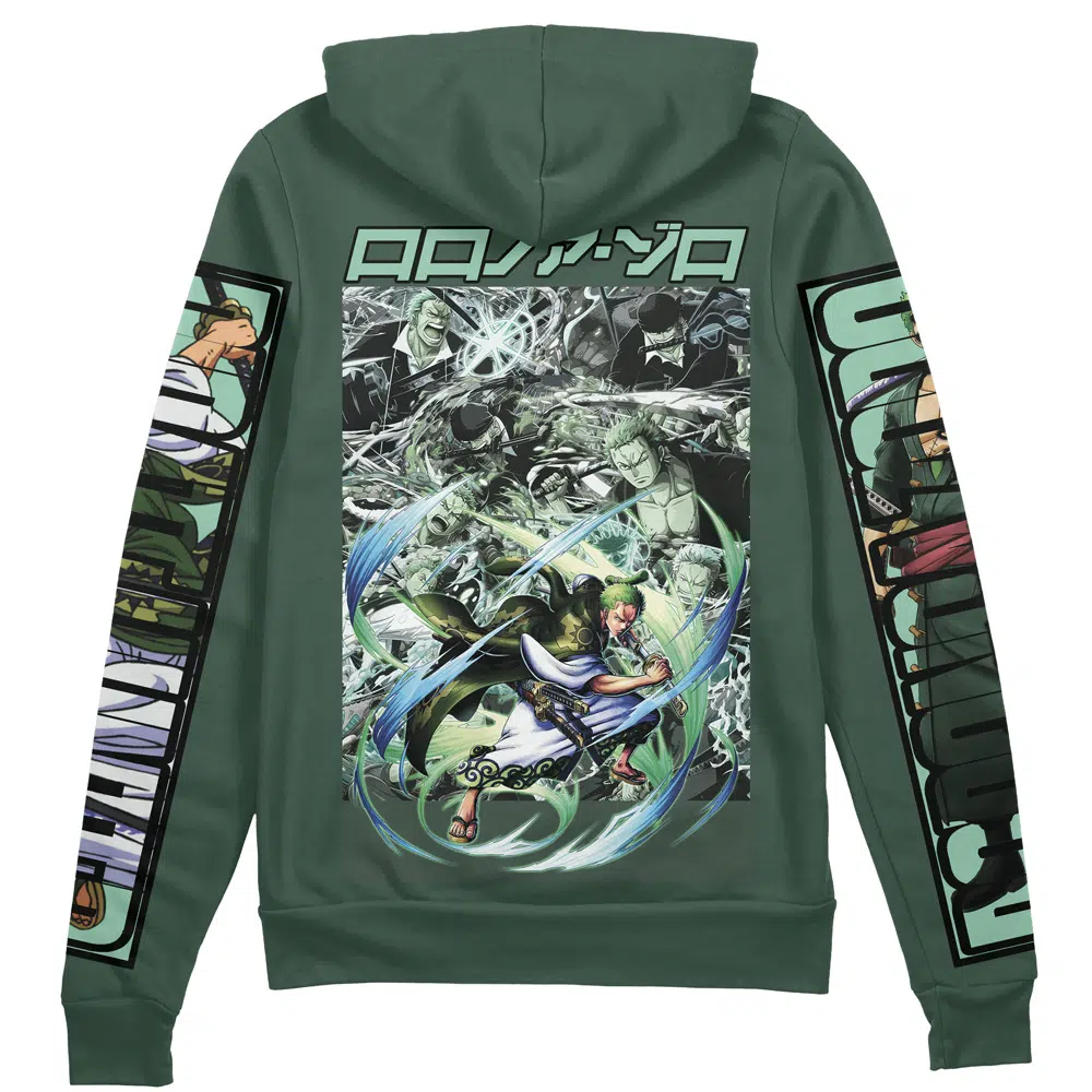 Buildercar - Roronoa Zoro One Piece Streetwear Zip Hoodie Jacket