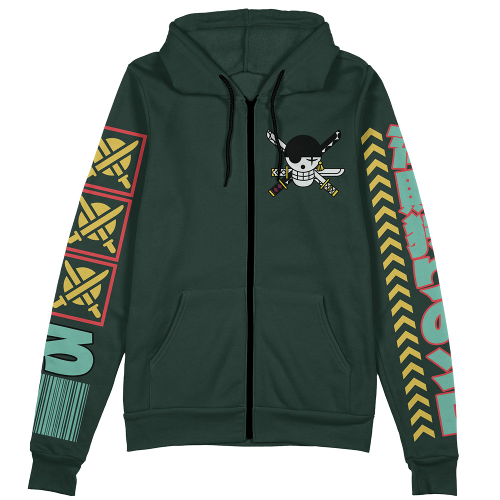 Buildercar - Roronoa Zoro V2 One Piece Streetwear Zip Hoodie Jacket - Image 2