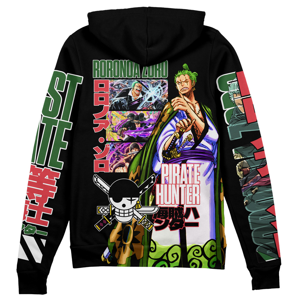 Buildercar - Roronoa Zoro V3 One Piece Streetwear Zip Hoodie Jacket