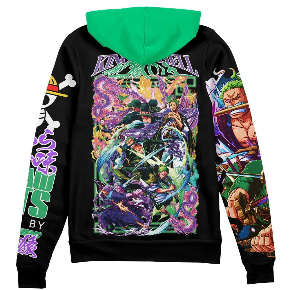 Buildercar - Roronoa Zoro V4 One Piece Streetwear Zip Hoodie Jacket