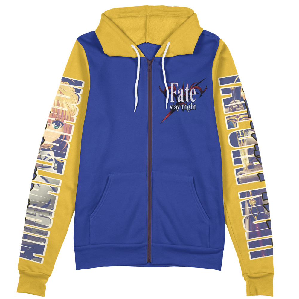 Buildercar - Saber Fate Stay Night Unlimited Blade Works Streetwear Zip Hoodie Jacket - Image 2