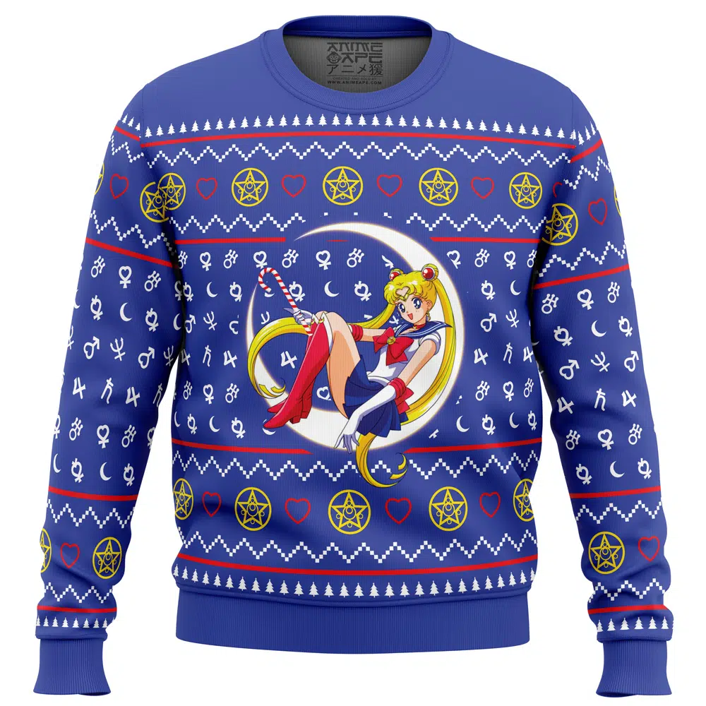 Buildercar - Sailor Moon Sitting on Moon Ugly Christmas Sweater