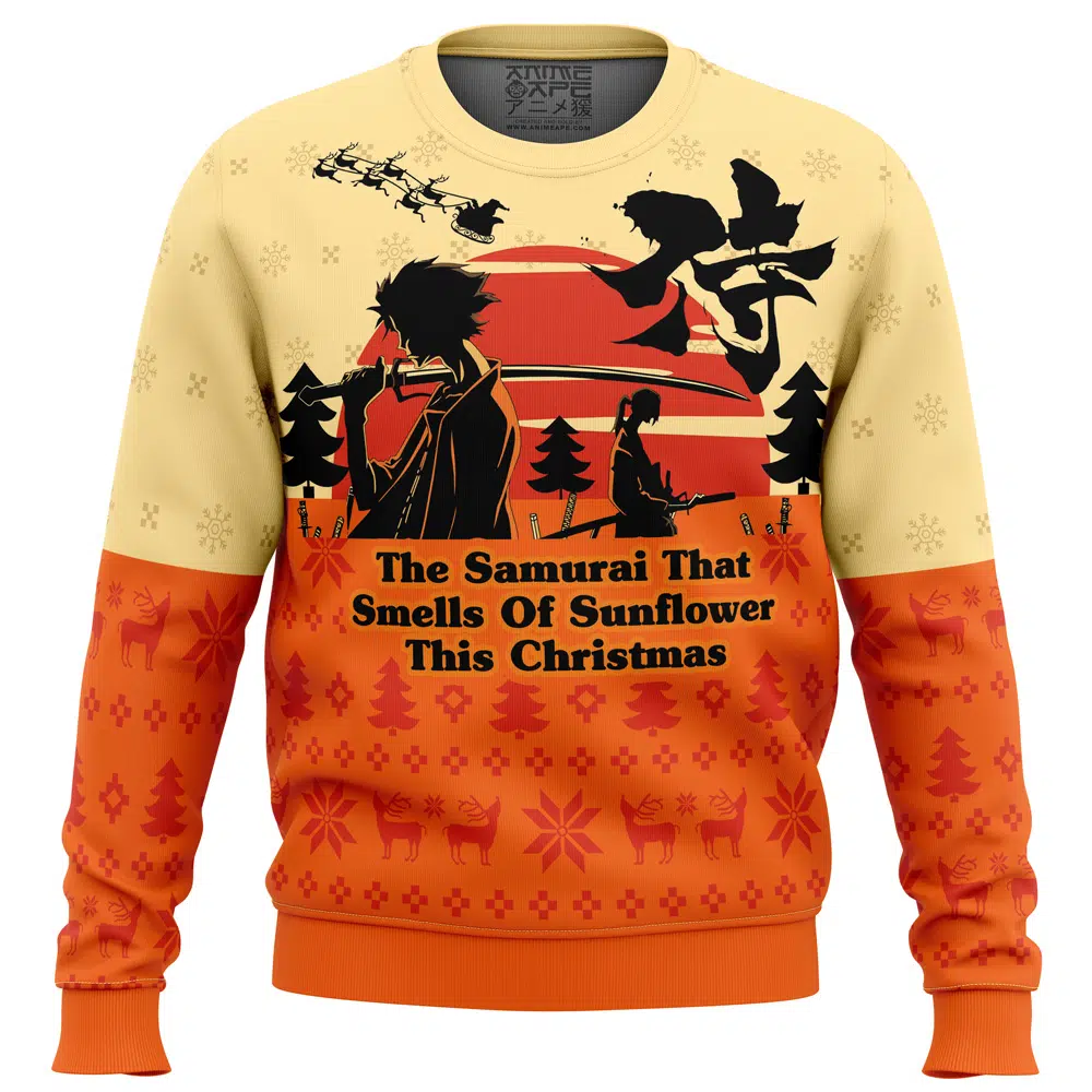 Buildercar - Samurai Champloo The Samurai That Smells Of Sunflower This Christmas Ugly Christmas Sweater