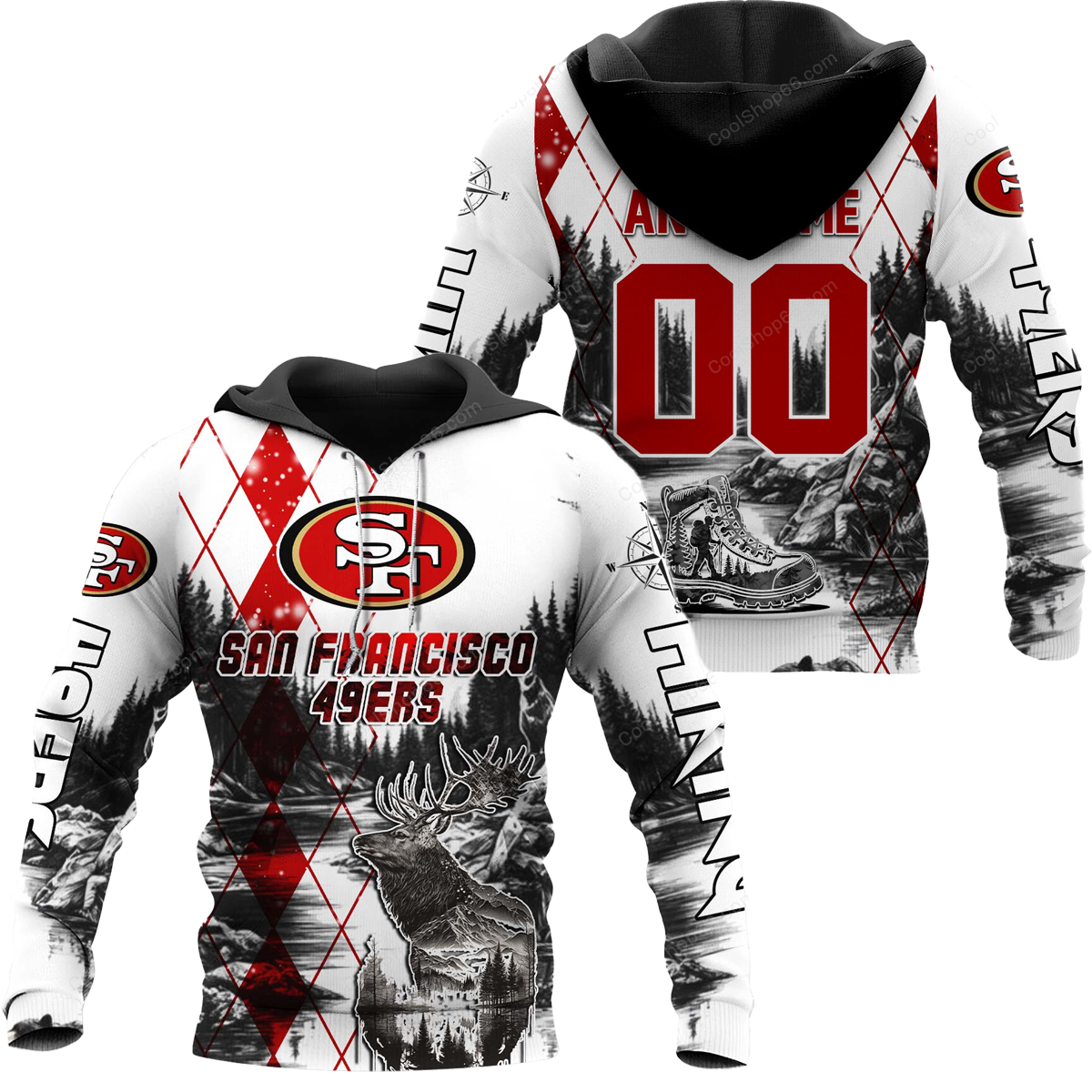 Buildercar - San Francisco 49ers Hiking x NFL Custom Name & Number Hoodie