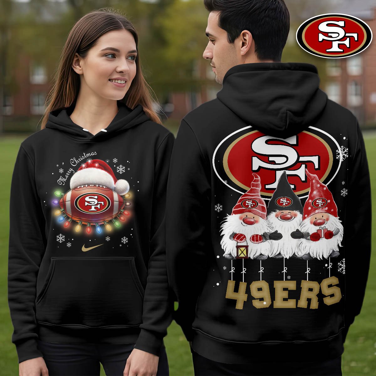 Buildercar - San Francisco 49ers | Premium NFL Christmas Gnomes Hoodie