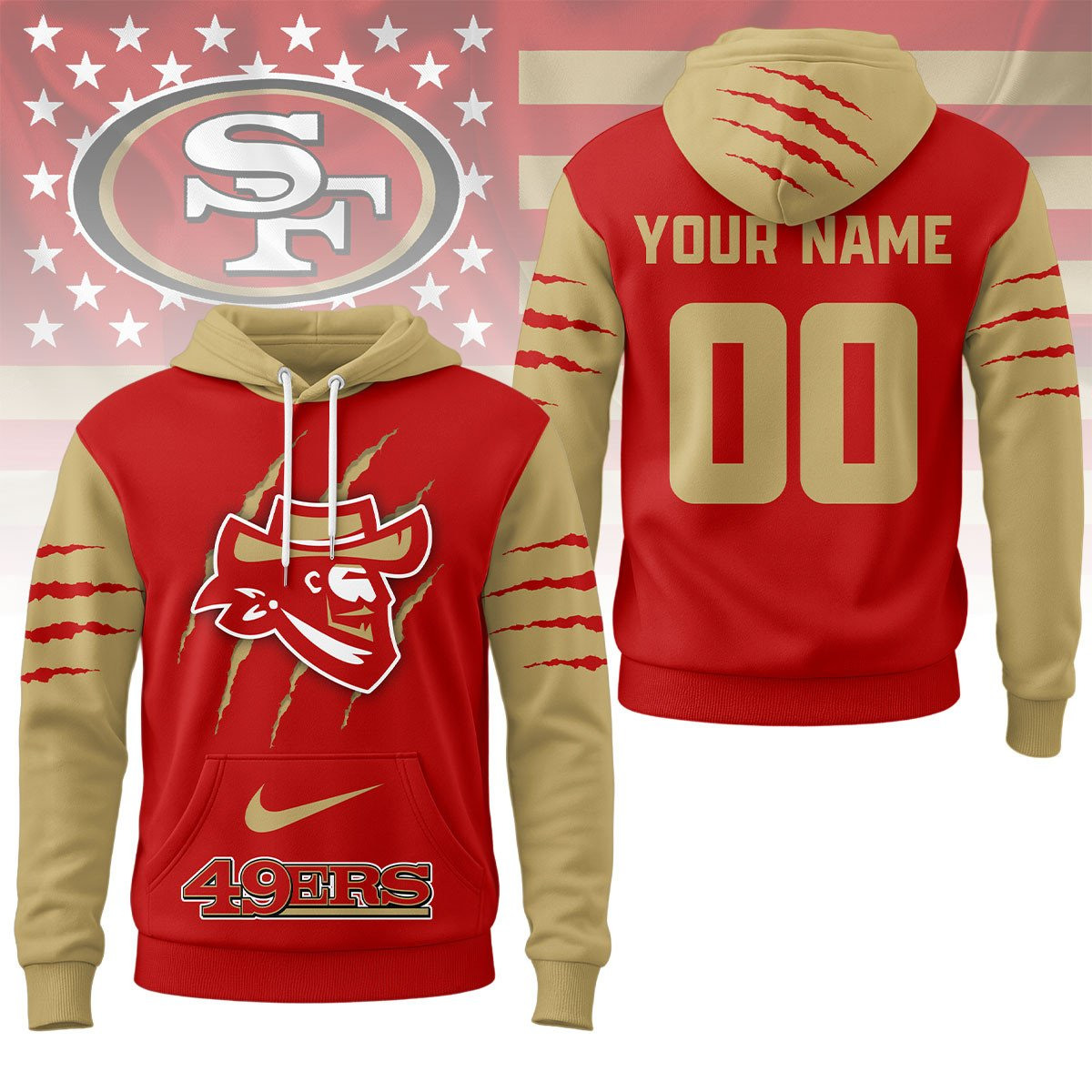 Buildercar - San Francisco 49ers Premium NFL Fan Pride Claw Hoodie