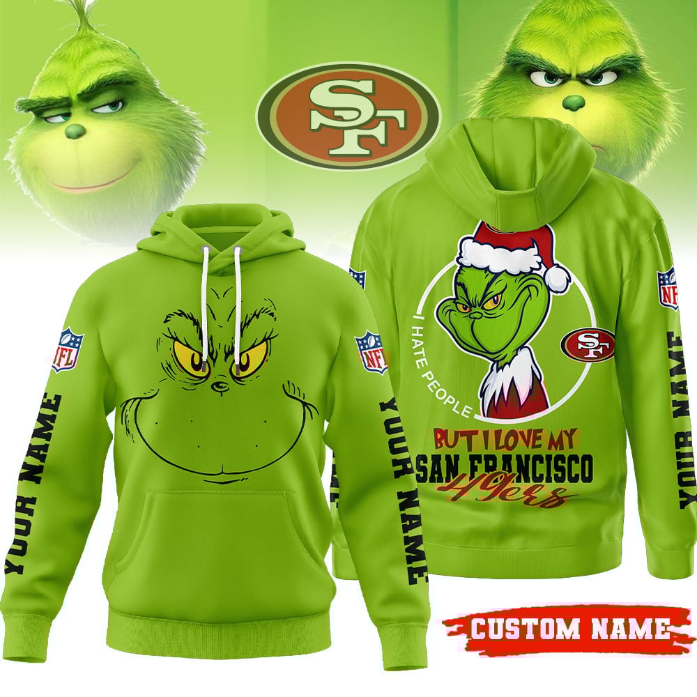 Buildercar - San Francisco 49ers | Premium NFL Grinch I Hate People Hoodie