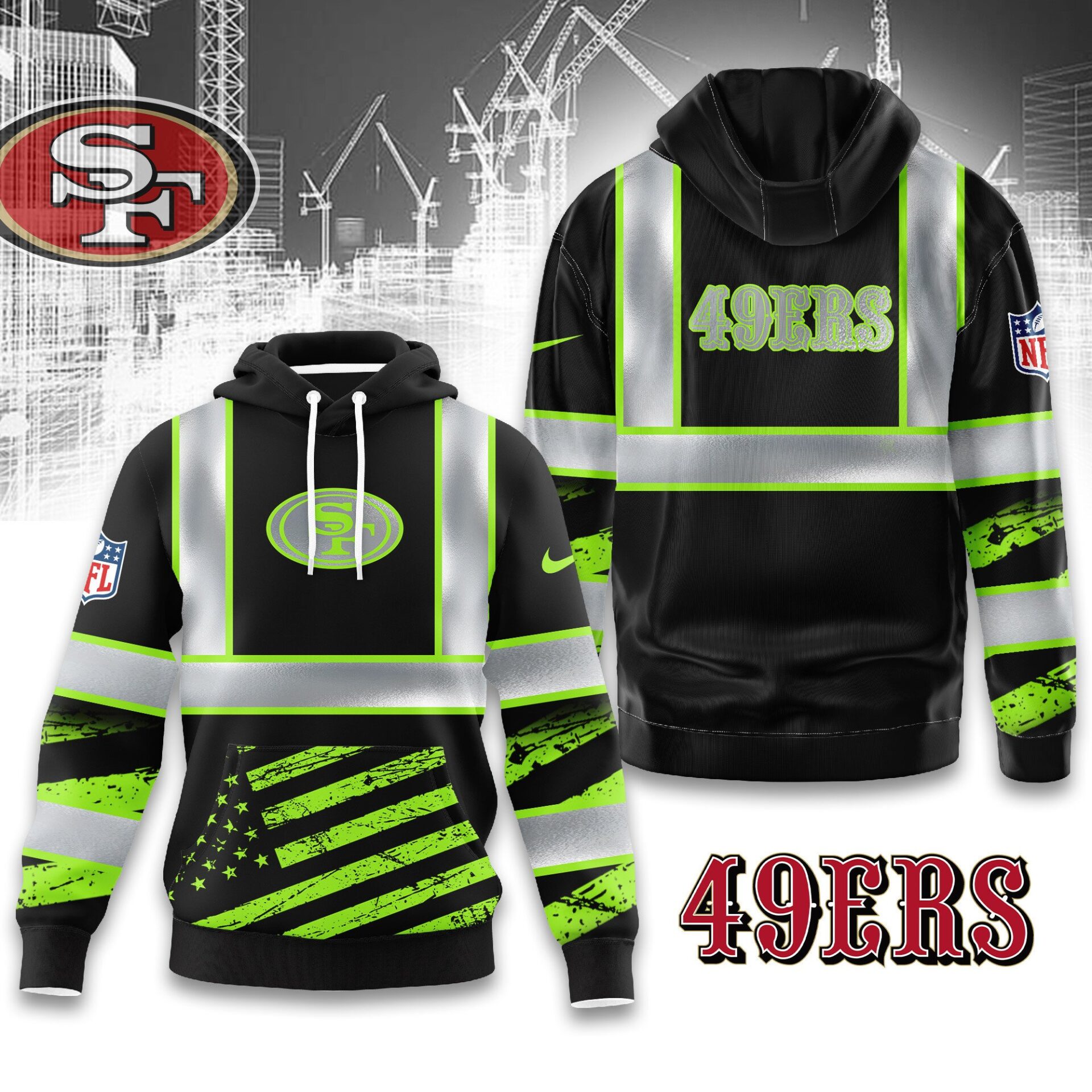 Buildercar - San Francisco 49ers | Premium NFL Safety Hi-Vis Hoodie