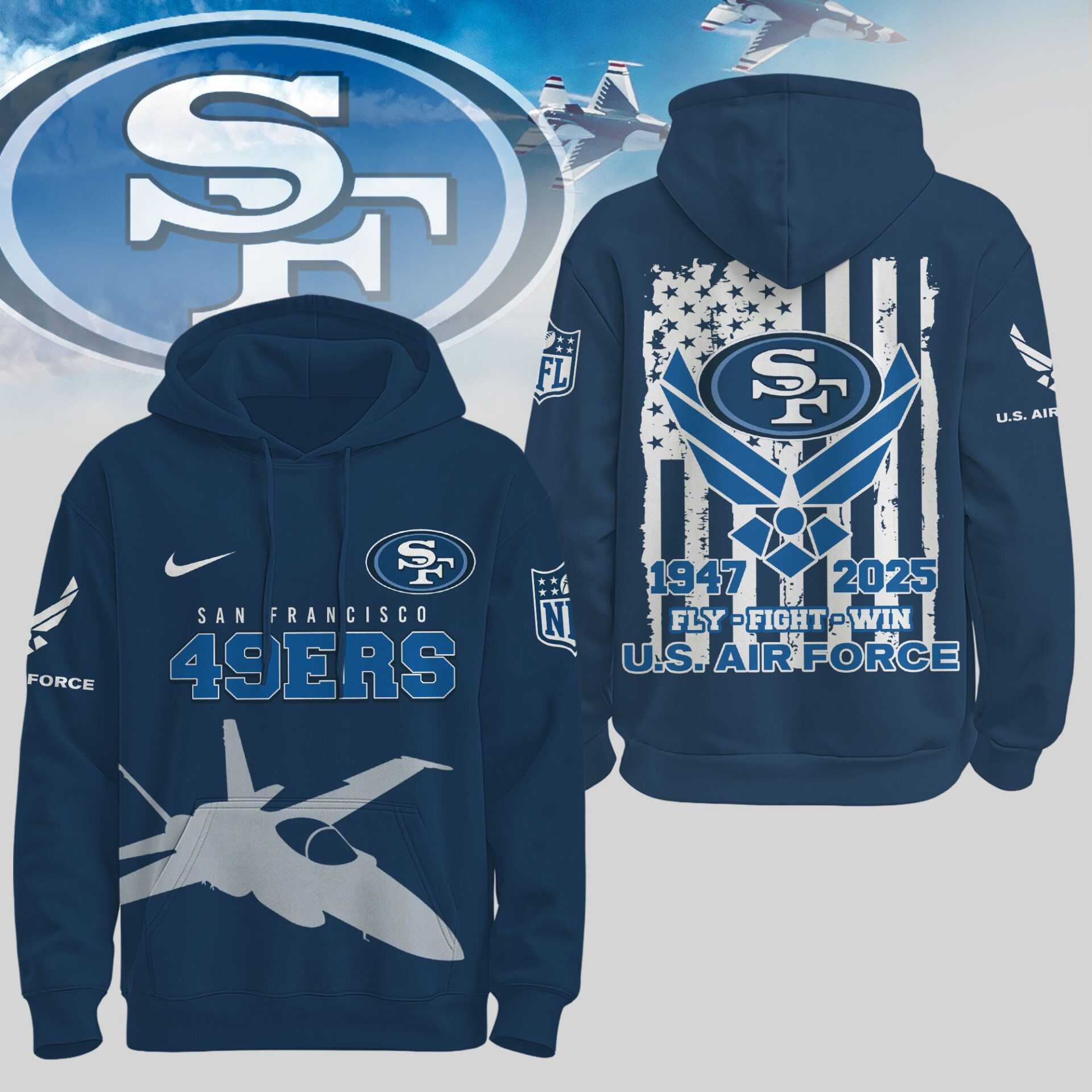 Buildercar - San Francisco 49ers | Premium NFL U.S. Air Force 78th Anniversary Hoodie