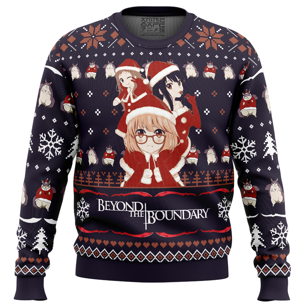 Buildercar - Santa Ai, Mirai, Mitsuki Beyond the Boundary Ugly Christmas Sweater