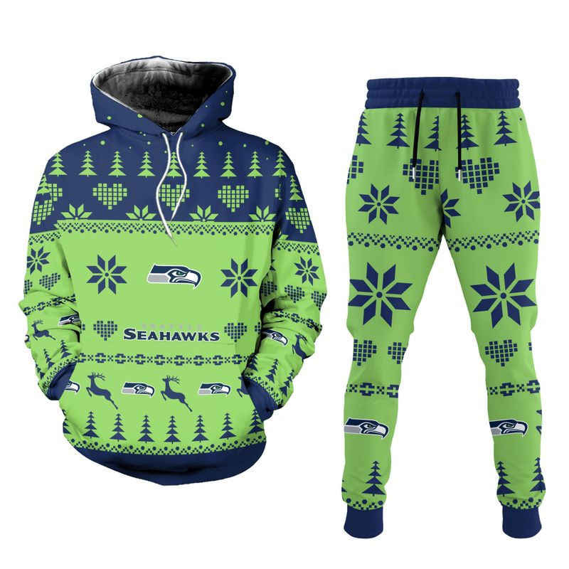 Buildercar - Seattle Seahawks Christmas Patterns Hoodie & Jogger 