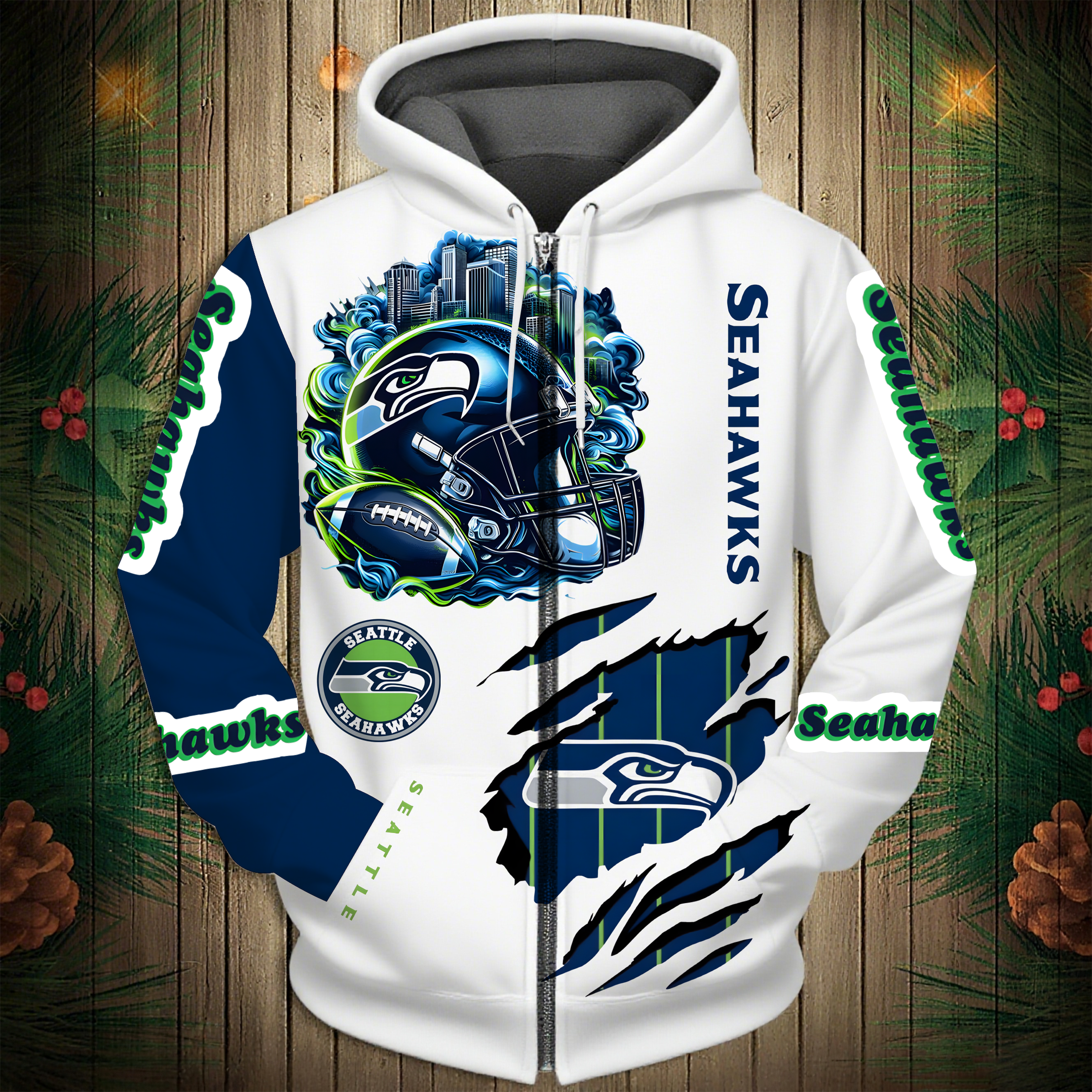 Buildercar - Seattle Seahawks Hoodie Unisex NFL Pullover Hoodie for Football Fans hm10112679