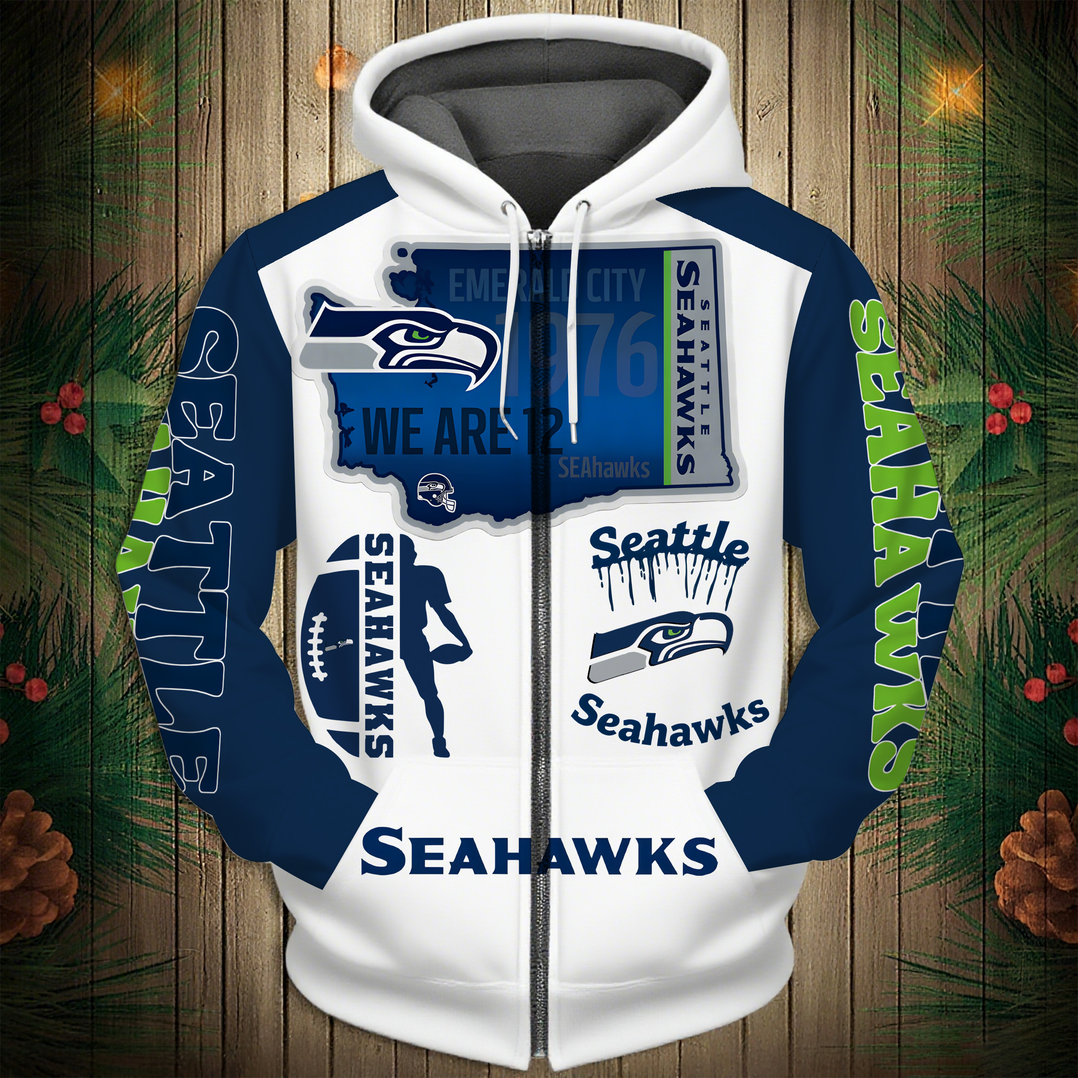 Buildercar - Seattle Seahawks Hoodie Unisex NFL Pullover Hoodie for Football Fans hm10112711