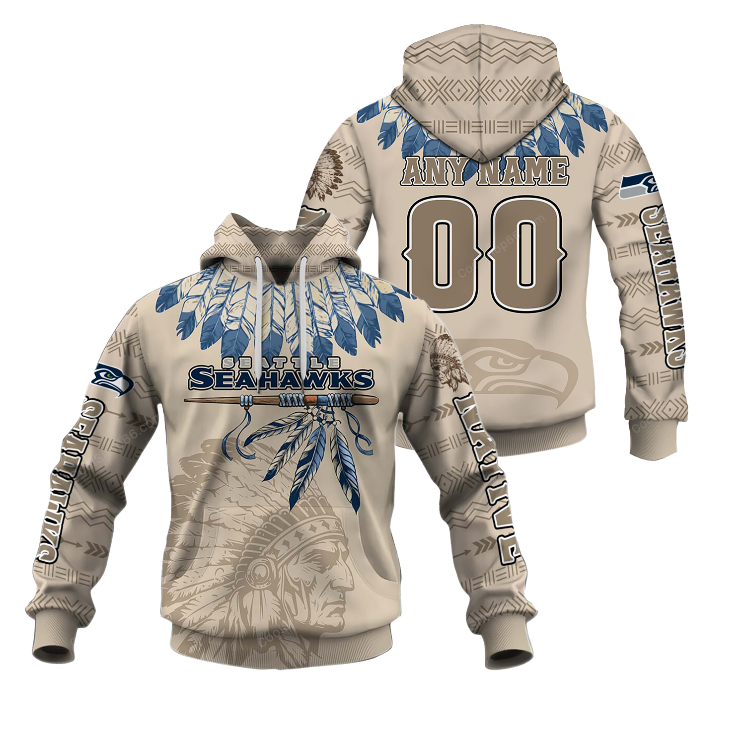 Buildercar - Seattle Seahawks Native American Heritage x NFL Custom Name & Number Hoodie