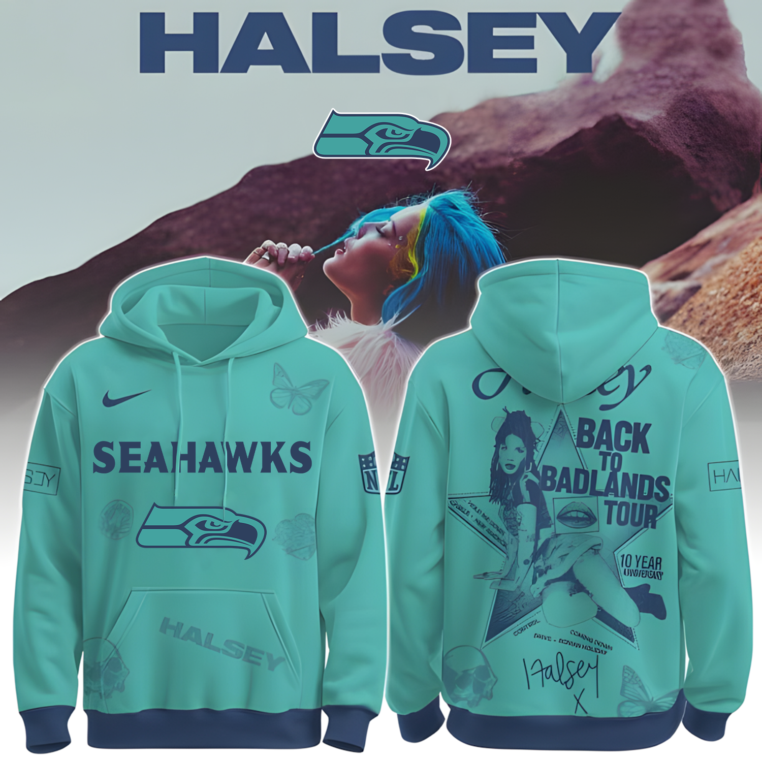 Buildercar - Seattle Seahawks X NFL Back to Badlands North America 2025-2026 Hoodie T-Shirt