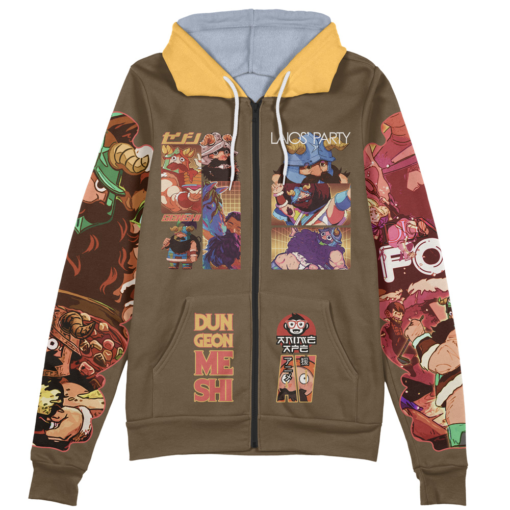 Buildercar - Senshi Delicious in Dungeon Streetwear Zip Hoodie Jacket - Image 2