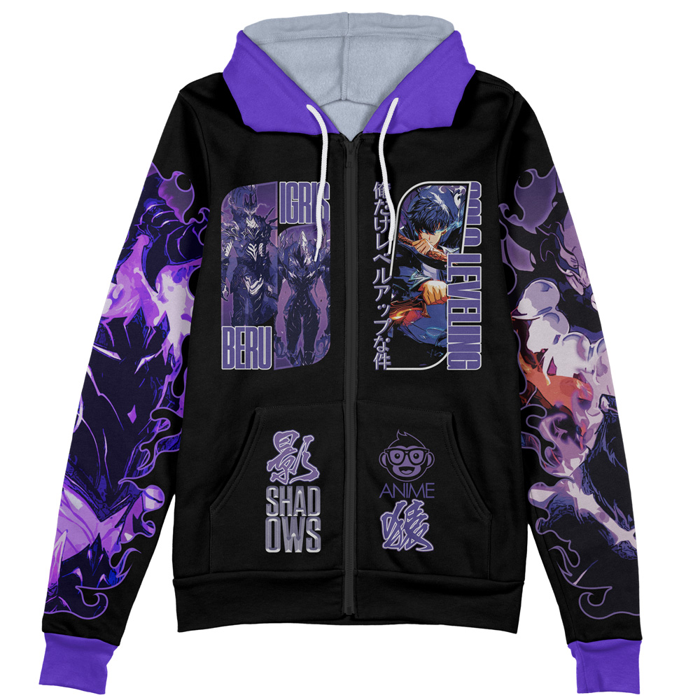 Buildercar - Shadow Army Solo Leveling Streetwear Zip Hoodie Jacket - Image 2