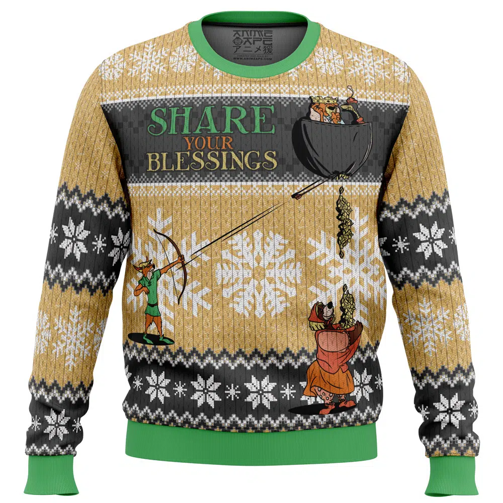 Buildercar - Share Your Blessings Robin Hood Ugly Christmas Sweater