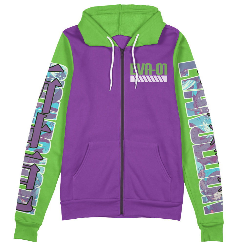 Buildercar - Shinji Ikari x Eva 01 Eva Streetwear Zip Hoodie Jacket - Image 2