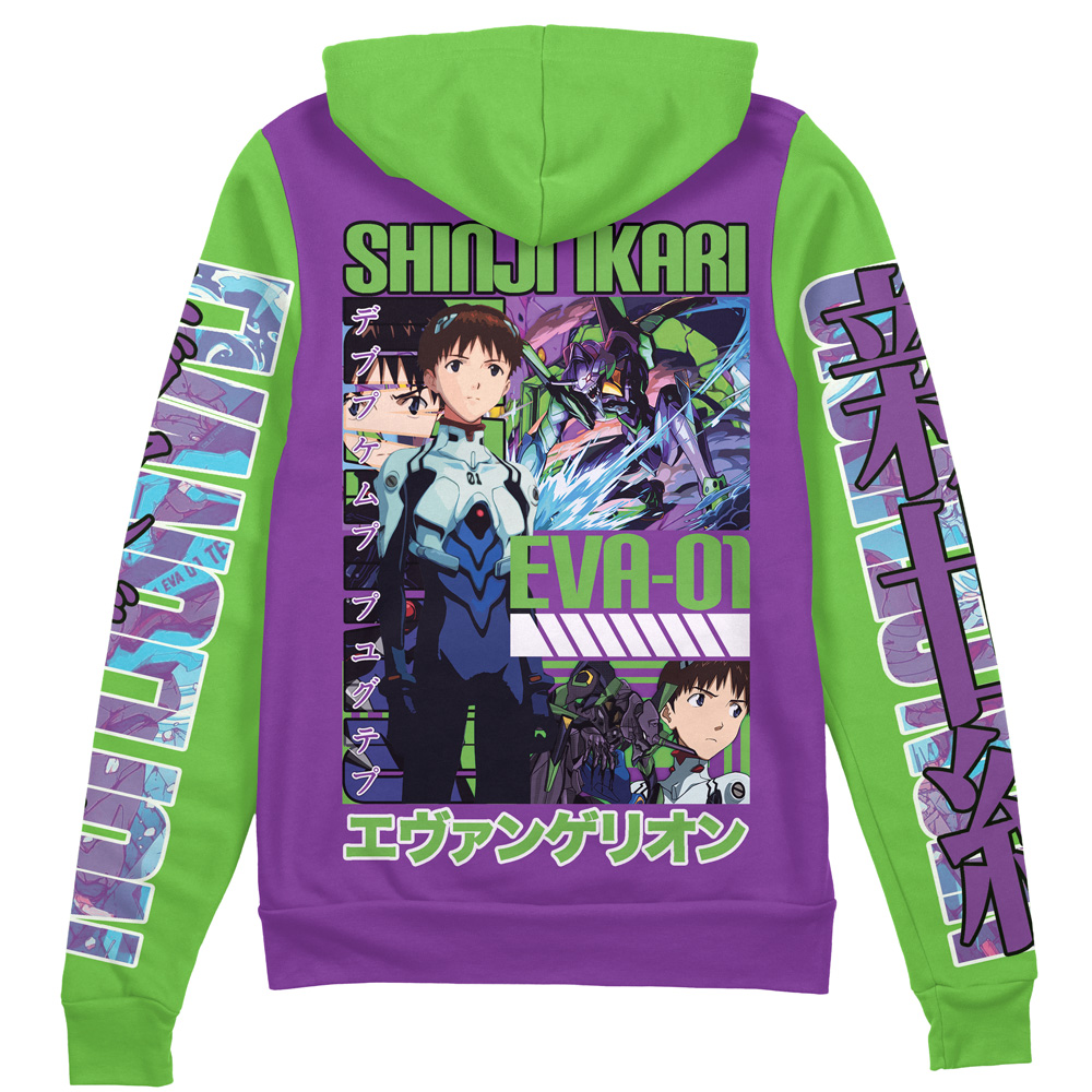 Buildercar - Shinji Ikari x Eva 01 Eva Streetwear Zip Hoodie Jacket