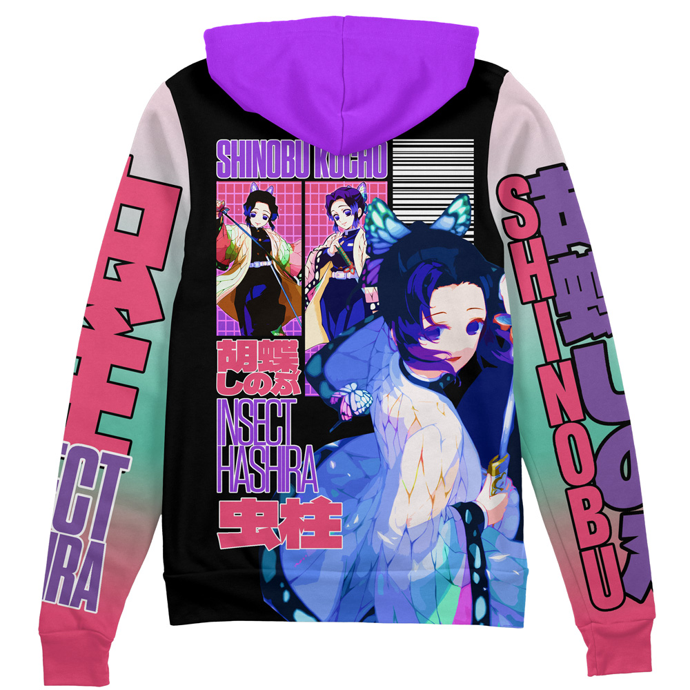 Buildercar - Shinobu Kocho V3 Demon Slayer Streetwear Zip Hoodie Jacket