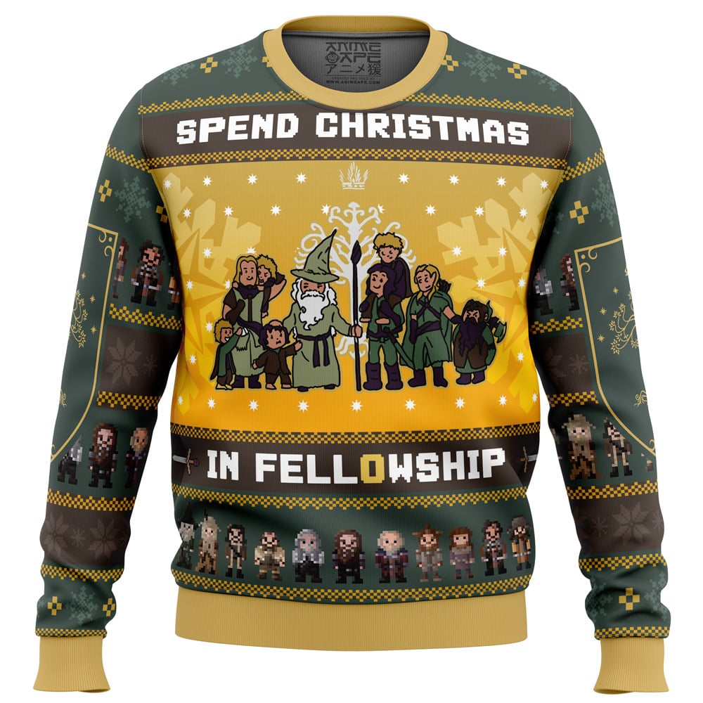 Buildercar - Spend Christmas in Fellowship The Lord of the Rings Ugly Christmas Sweater