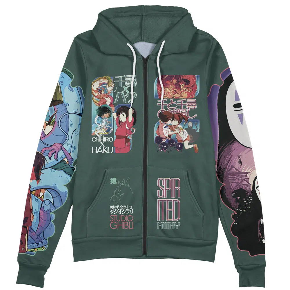 Buildercar - Spirited Away V2 Studio Ghibli Streetwear Zip Hoodie Jacket - Image 2