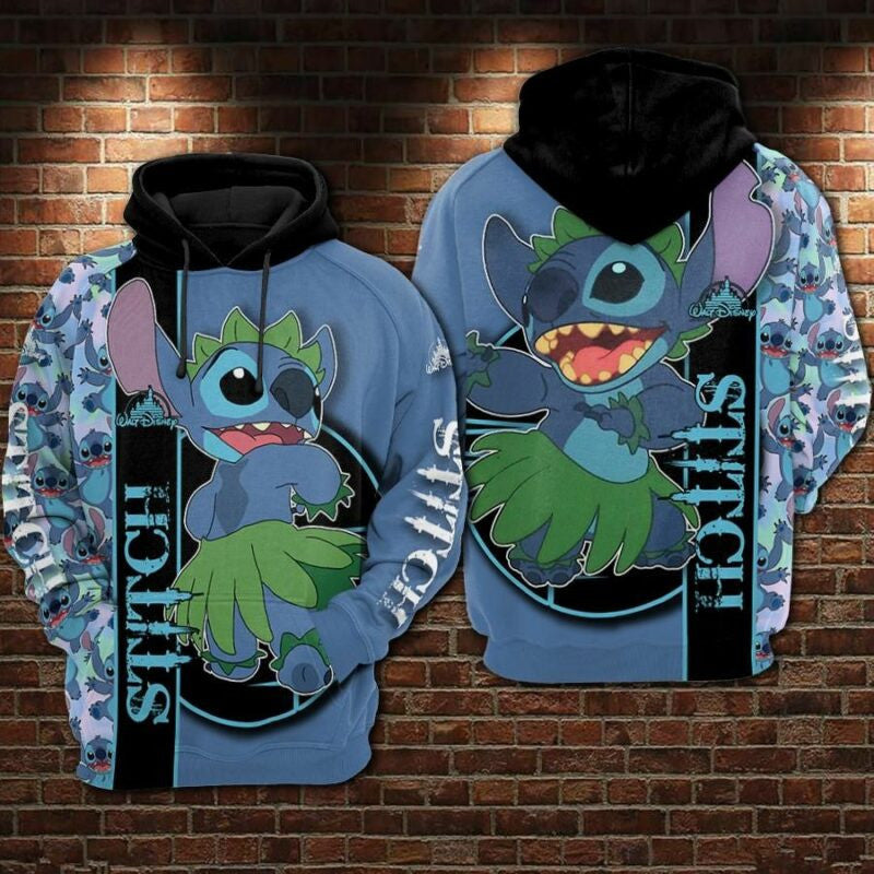 Buildercar - Stitch Hawaii Cartoon Lilo And Stitch Over Print 3d Hoodie