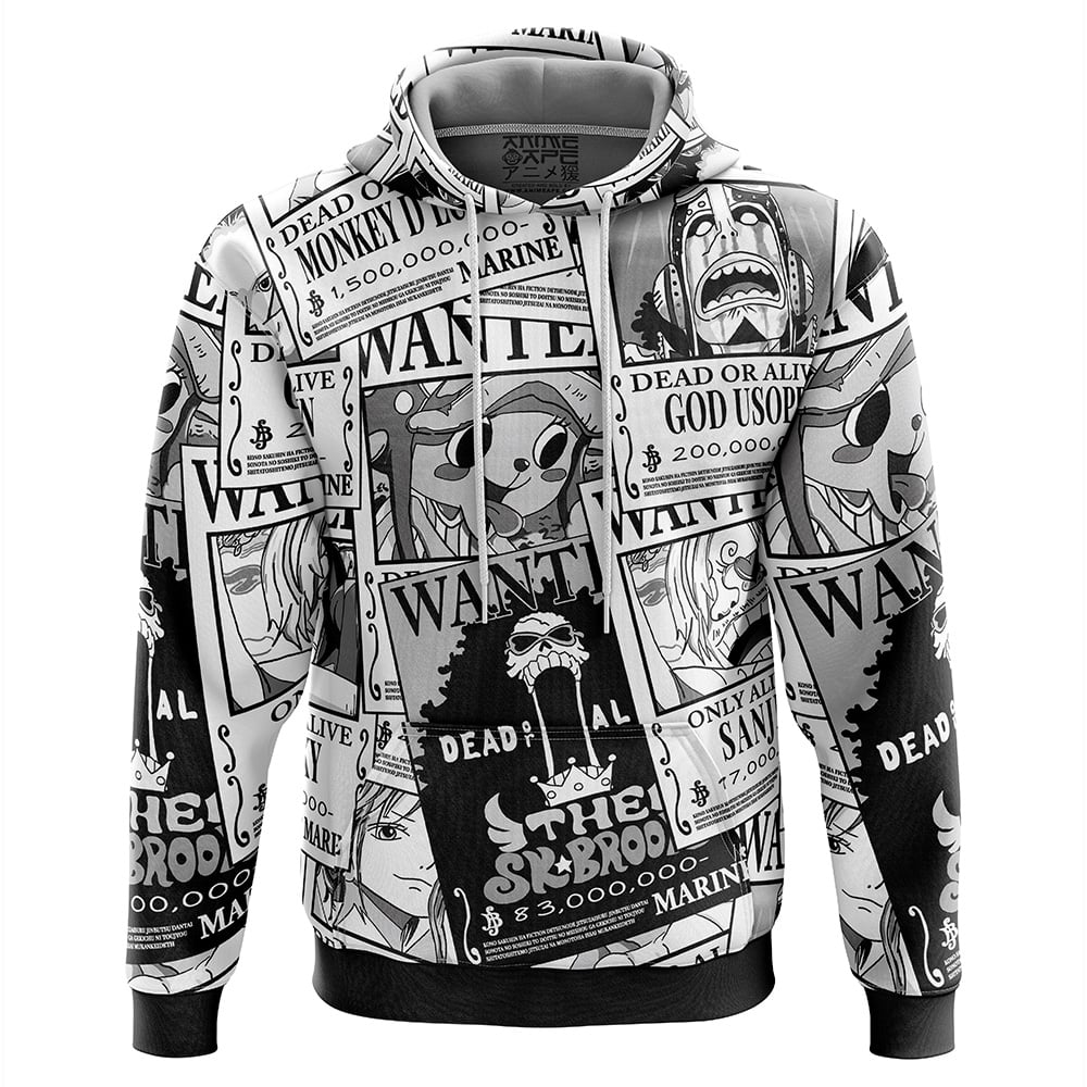 Buildercar - Straw Hat Wanted Pattern One Piece Hoodie