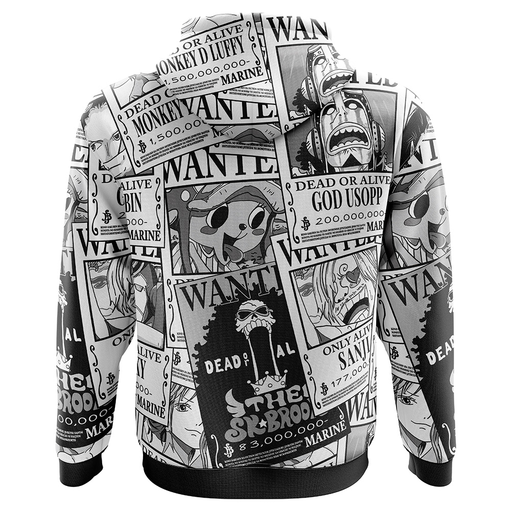 Buildercar - Straw Hat Wanted Pattern One Piece Hoodie - Image 2