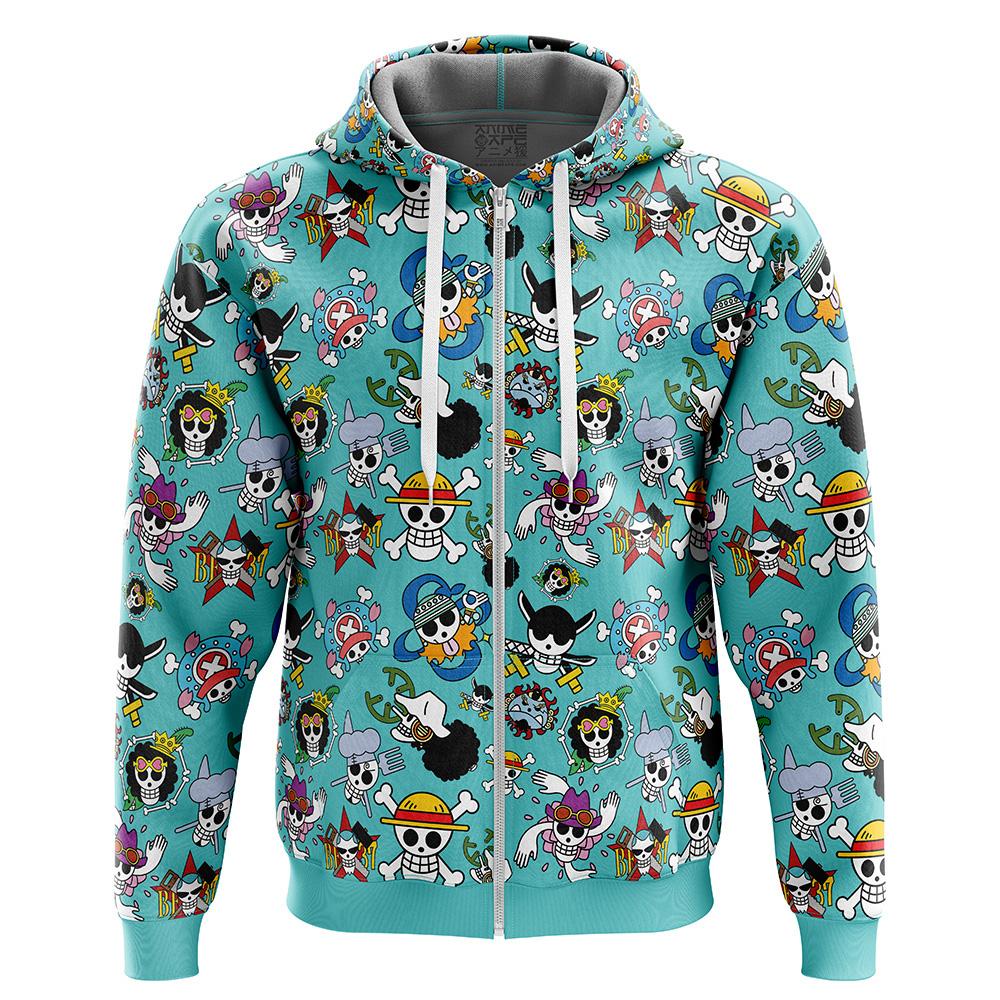 Buildercar - Straw Hats Jolly Roger One Piece Zip Hoodie Jacket