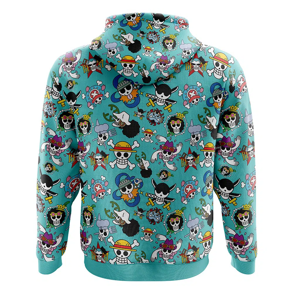 Buildercar - Straw Hats Jolly Roger One Piece Zip Hoodie Jacket - Image 2