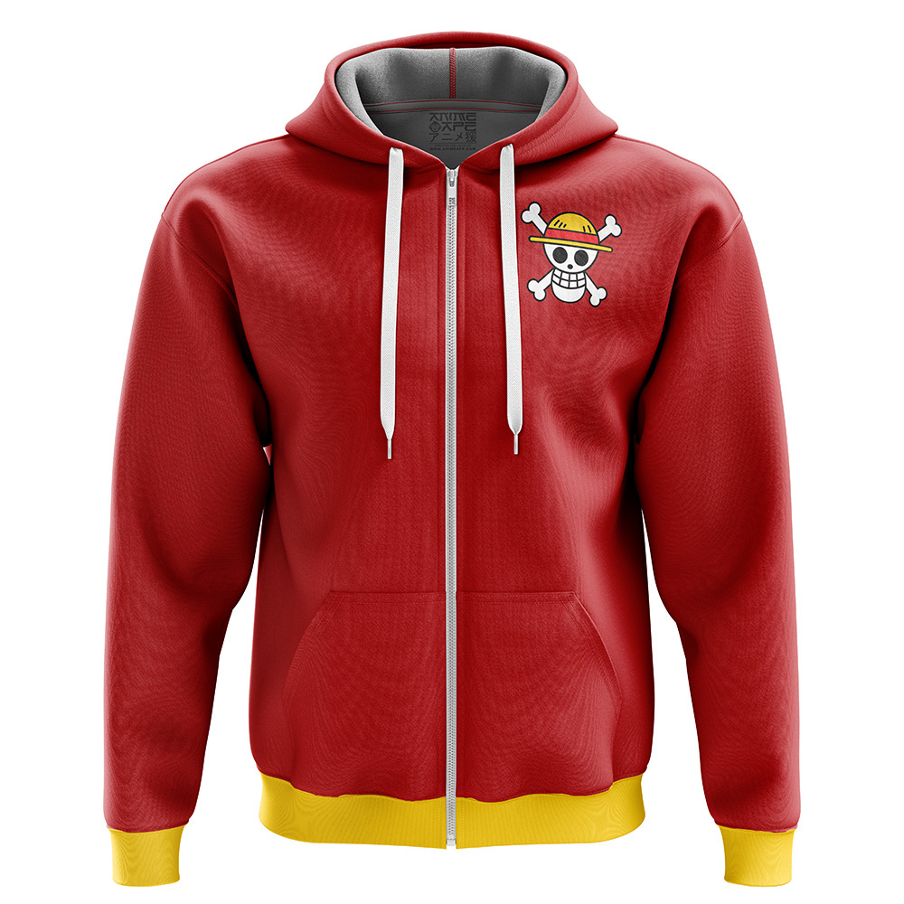 Buildercar - Straw Hats Luffy One Piece Zip Hoodie Jacket