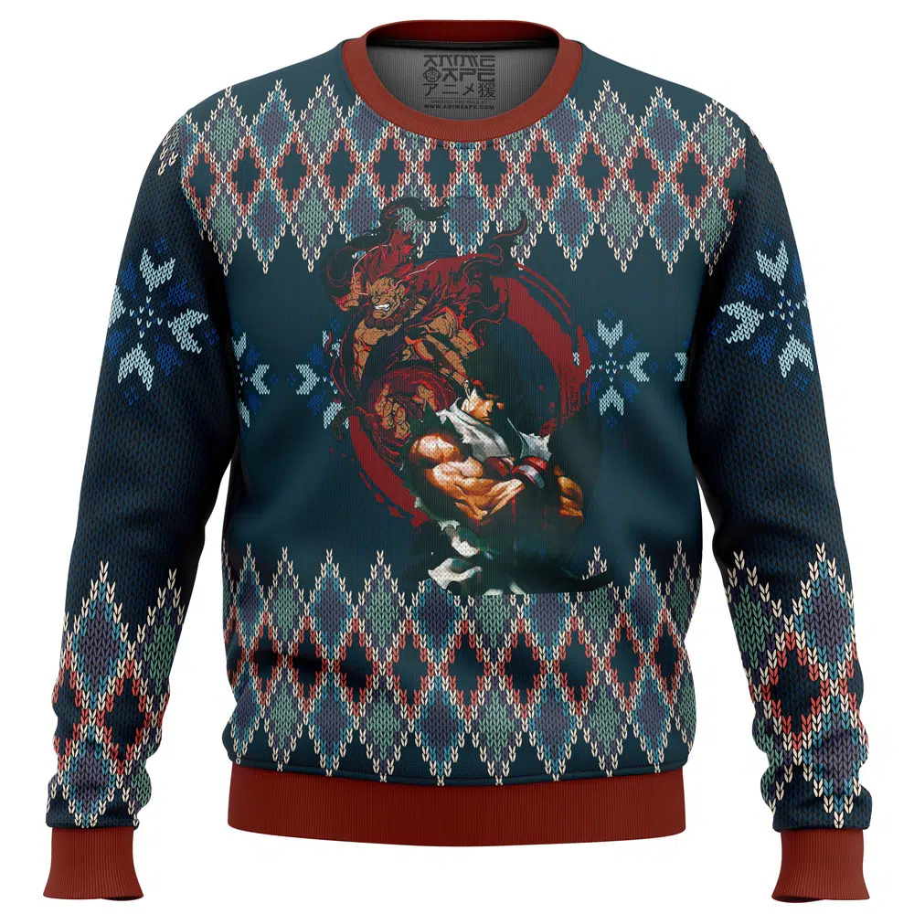 Buildercar - Street Fighter Ryu and Akuma Ugly Christmas Sweater