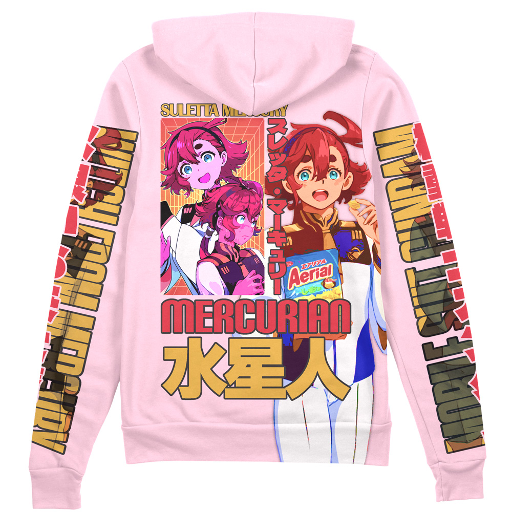 Buildercar - Suletta Mercury Gundam Witch from Mercury Streetwear Zip Hoodie Jacket