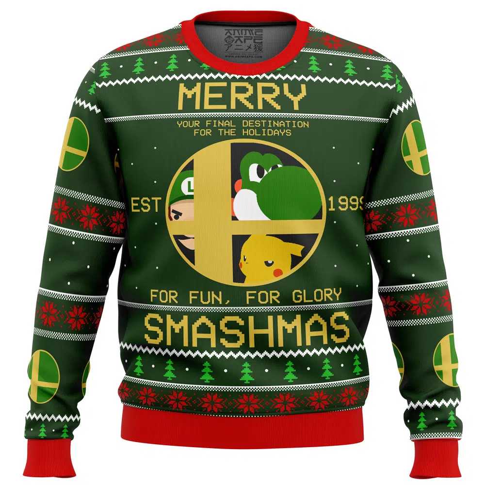 Buildercar - Super Smash Bros Merry Smashmas Ugly Christmas Sweater
