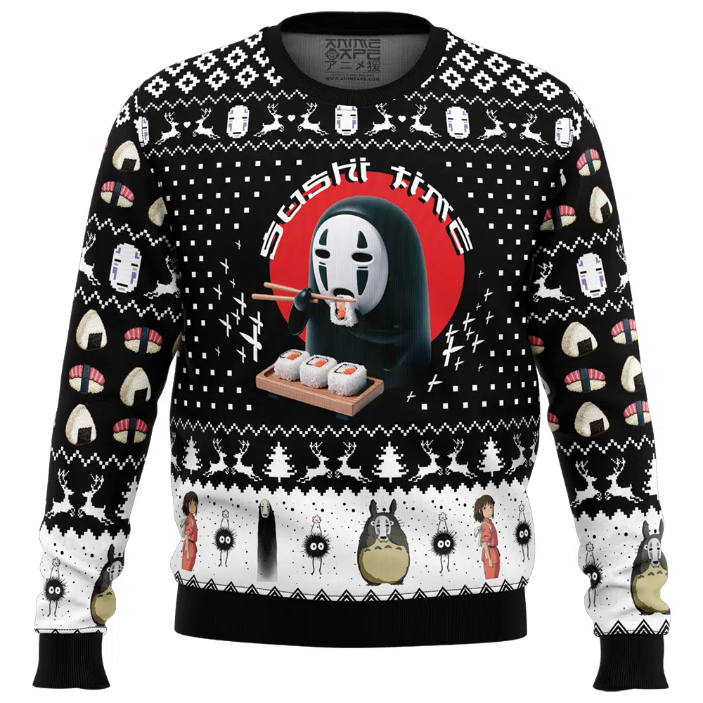 Buildercar - Sushi Time No Face Spirited Away Ugly Christmas Sweater