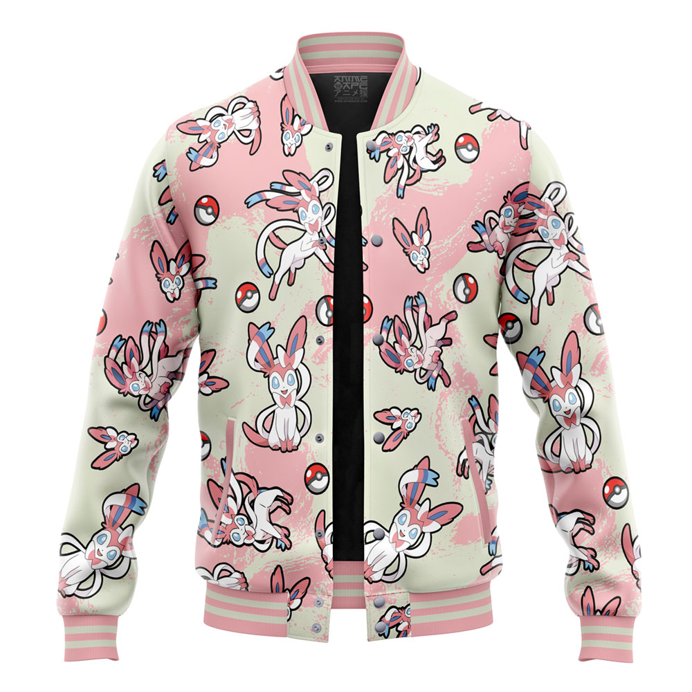 Buildercar - Sylveon Pattern Pokemon Varsity Jacket