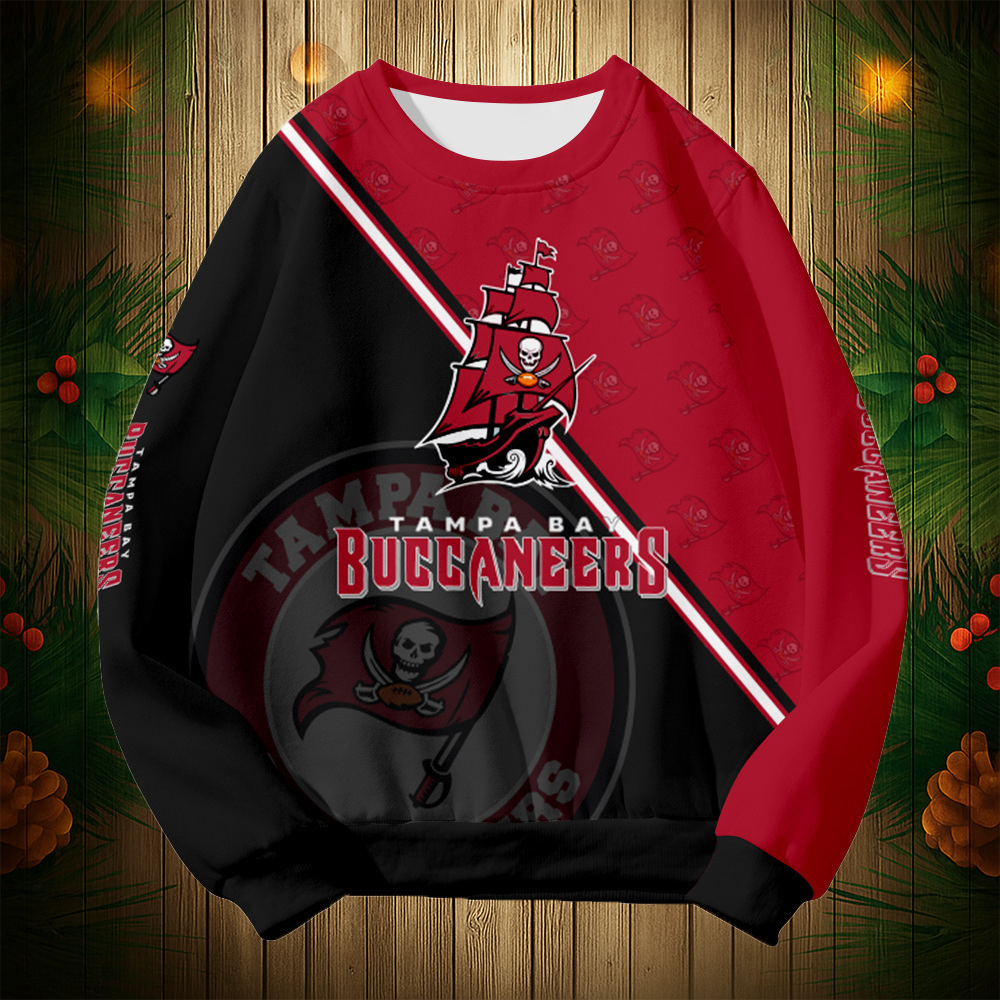 Buildercar - Tampa Bay Buccaneers Graphic Crew Neck Sweatshirt Unisex NFL Pullover Hoodie for Football Fans