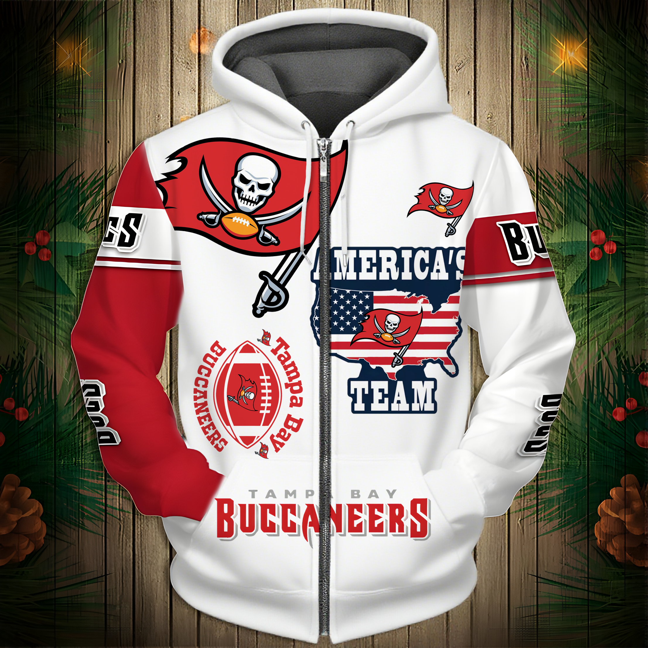 Buildercar - Tampa Bay Buccaneers Hoodie Unisex NFL Pullover Hoodie for Football Fans hm10112583