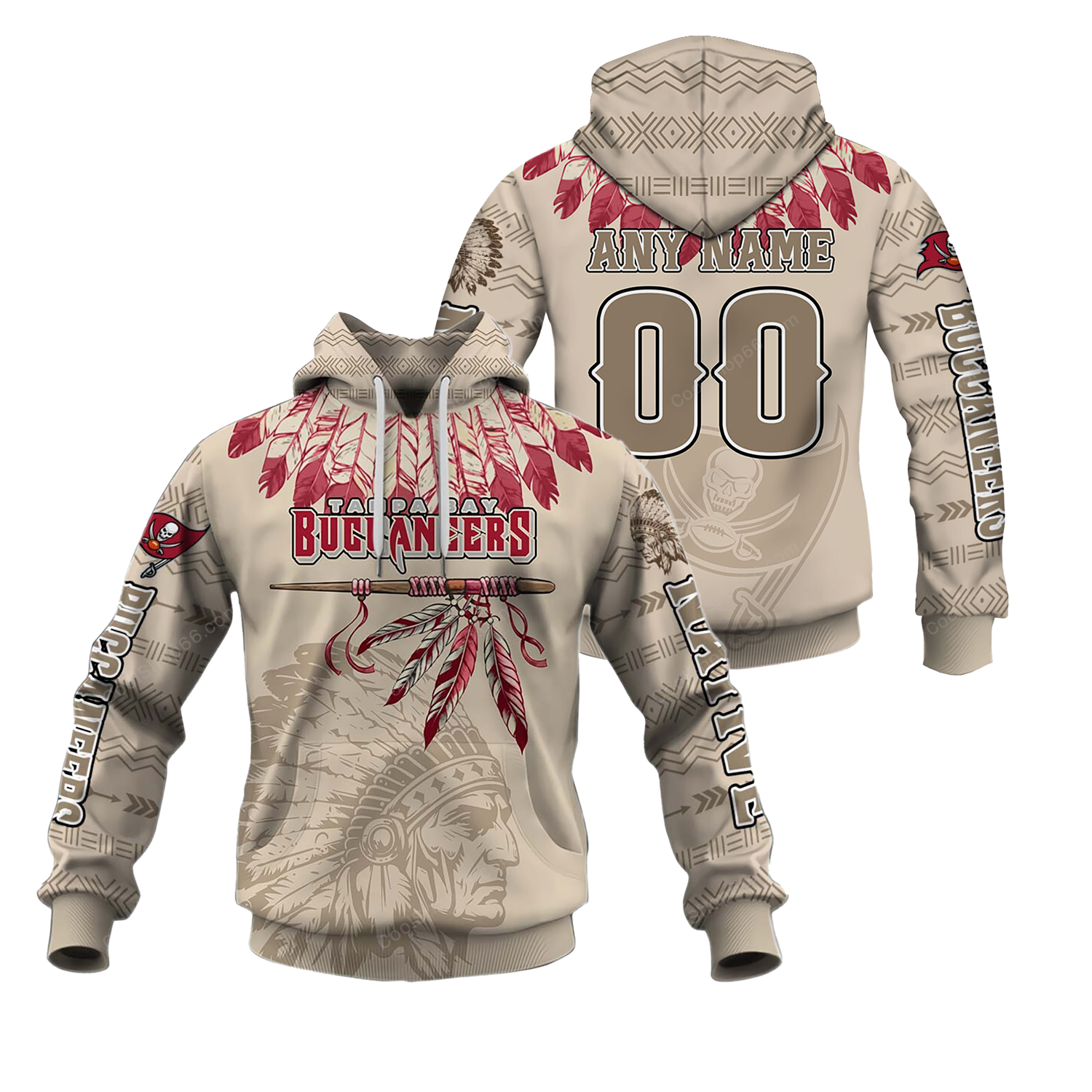 Buildercar - Tampa Bay Buccaneers Native American Heritage x NFL Custom Name & Number Hoodie