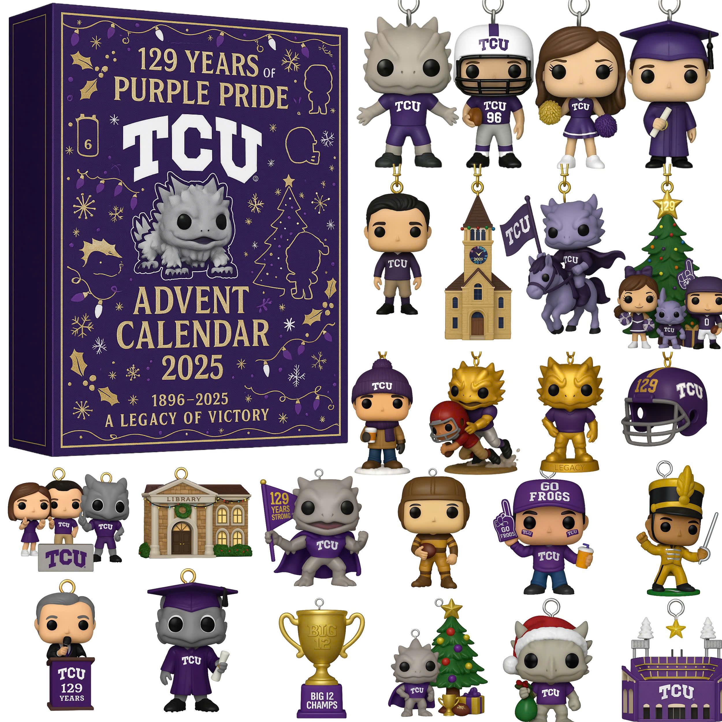 Buildercar - TCU Horned Frogs Limited Edition 2025 Advent Calendar -2D Acrylic