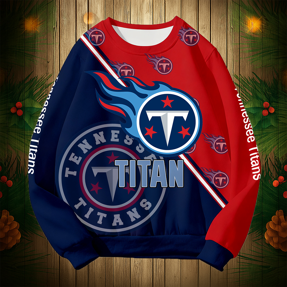 Buildercar - Tennessee Titans Graphic Crew Neck Sweatshirt Unisex NFL Pullover Hoodie for Football Fans